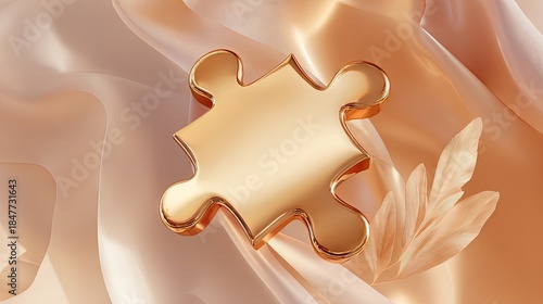 Wallpaper Mural Golden puzzle piece on flowing fabric conceptual image of solutions Torontodigital.ca