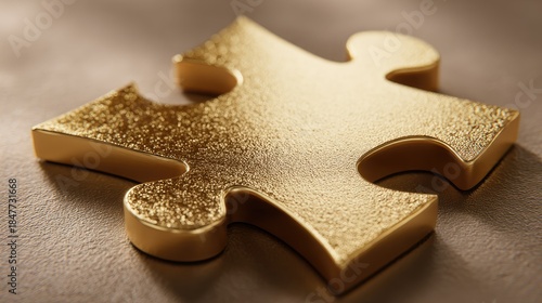 Wallpaper Mural Golden puzzle piece on a textured surface symbolizing solution and teamwork Torontodigital.ca