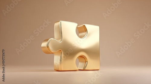 Wallpaper Mural Golden puzzle piece on a beige background illustrating concepts like teamwork Torontodigital.ca