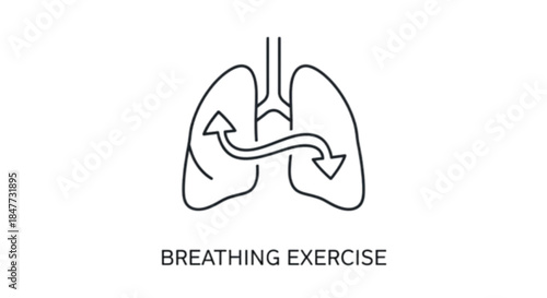 Clean line art illustration of lungs symbolizing healthy breathing and respiration.