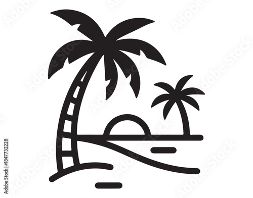 tropical island scene with palm trees and sunset over ocean iconic vacation destination symbol
tropical island scene featuring palm trees and sunset over water representing vacation destination paradi