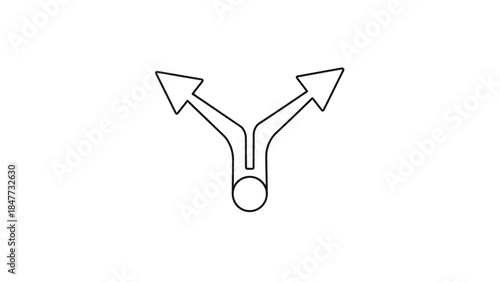 Minimalist Line Drawing of a Decision Path with Three Arbitrary Directions Illustrating Choices