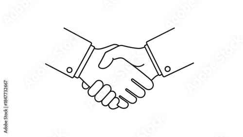 Minimalist Line Drawing of a Handshake Symbolizing Agreement and Cooperation
