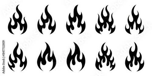 Fire Flame Silhouette Seamless Vector Pattern.