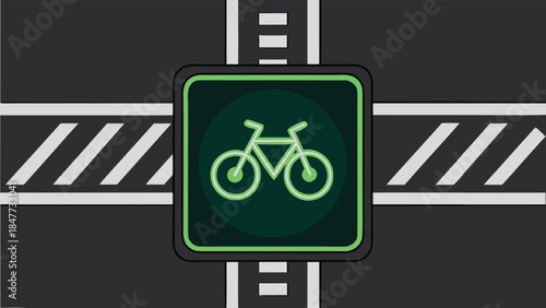 Bicycle crossing traffic light on a road intersection