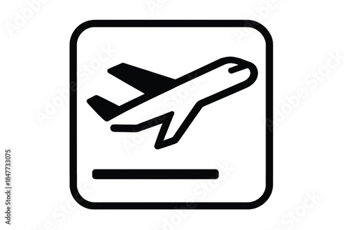 Black and white airplane departure icon aircraft takeoff