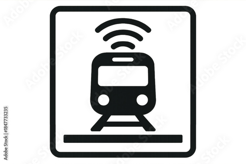 Black Icon of a Train with Wi Fi Symbol railway transportation