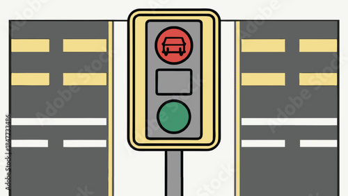 Cartoon Traffic Light for Buses on a Road bus traffic