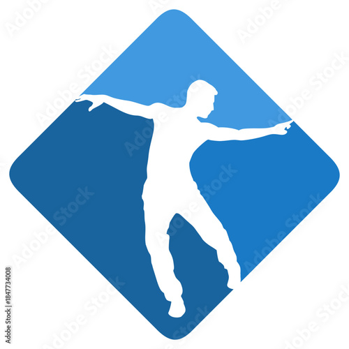 Dance figure blue icon style