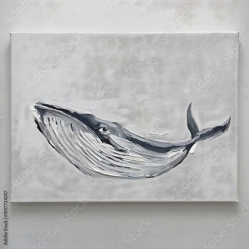 Whale Painting on Canvas. Artistic Whale Illustration. Hand-Painted Whale Artwork