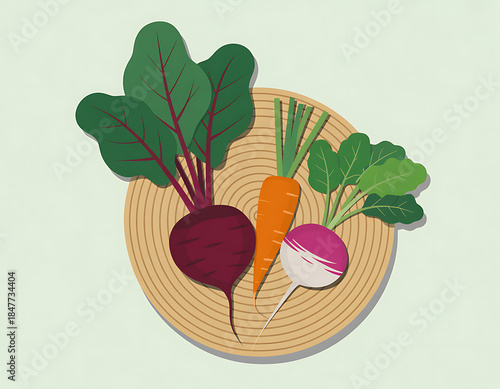 Colorful root vegetables in a basket