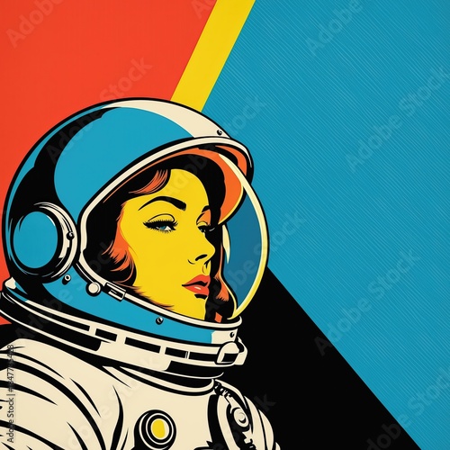 Popart inspired potrait of astrounaut with space helmet