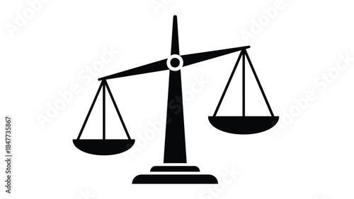 Black and white icon of scales of justice or balance