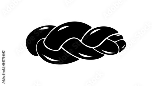 swiss braided bread logo, black isolated silhouette