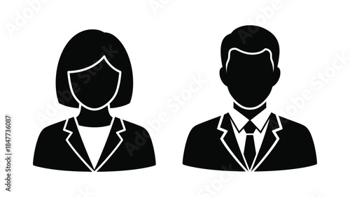 Businessman and businesswoman silhouette icons side by side