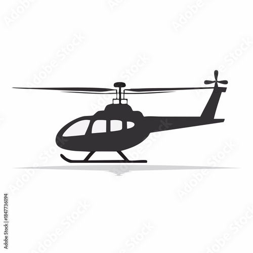 Silhouette of a Helicopter with Rotors and Skids.