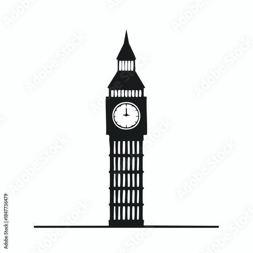 Silhouette of Iconic Big Ben Clock Tower.