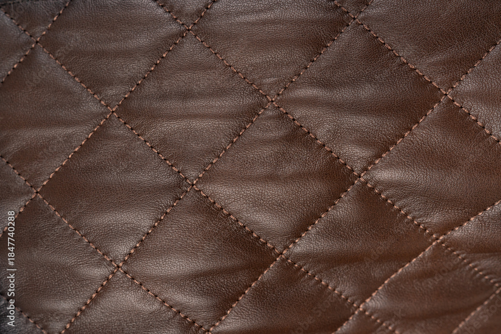 Fototapeta premium Brown Quilted Leather Texture Background