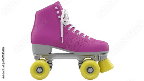 Valokuva Magenta roller skate PNG isolated on transparent background, retro style skating