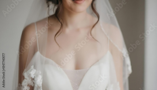 Bride in Wedding Dress. Elegant Bridal Portrait. Woman Wearing Wedding Gown.