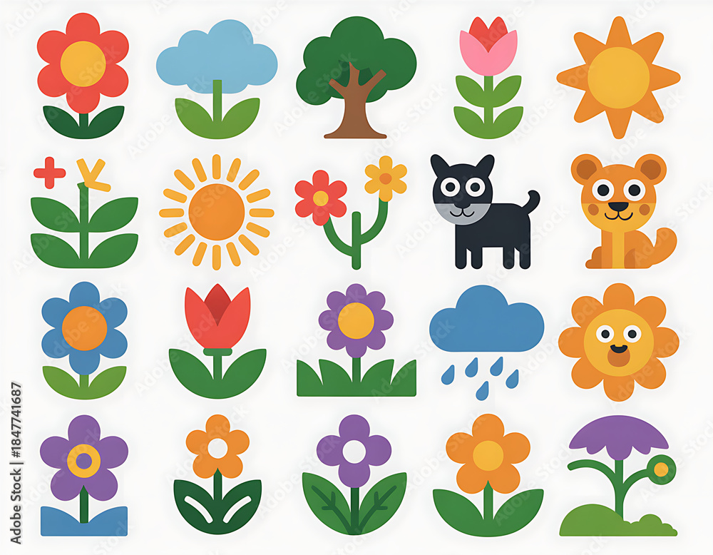 Fototapeta premium Colorful garden emojis