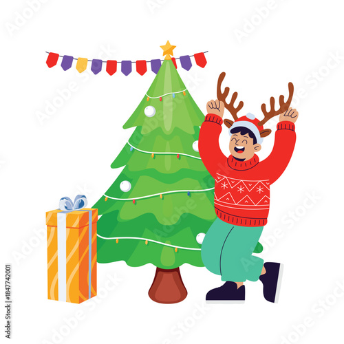 Have a look at this amazing illustration of a man celebrating christmas event