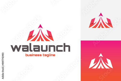 way launch letter w logo vector