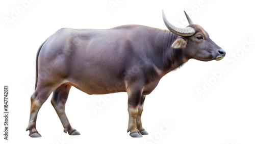 Tableau sur toile Water buffalo PNG isolated on transparent background, Asian mammal with large ho