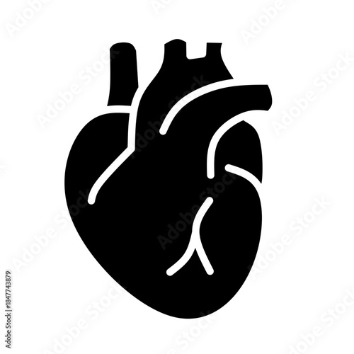 Human Heart Anatomy Icon Black Solid