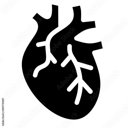 Human Heart Anatomy Icon Black Solid
