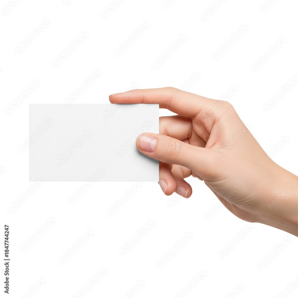 Fototapeta premium Hand holding blank paper isolated on white