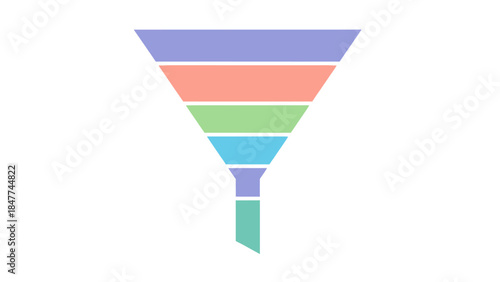 Minimalist Multicolored Funnel Diagram Illustrating Hierarchical Flow Process