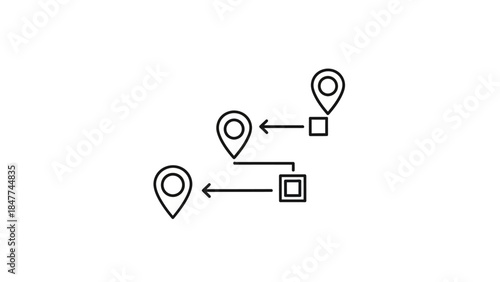 Minimalist Navigation Path Diagram Illustrating Route Connections Between Points and Targets