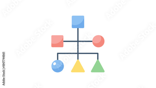 Minimalist Organizational Chart Illustration for Hierarchical Structure Representation