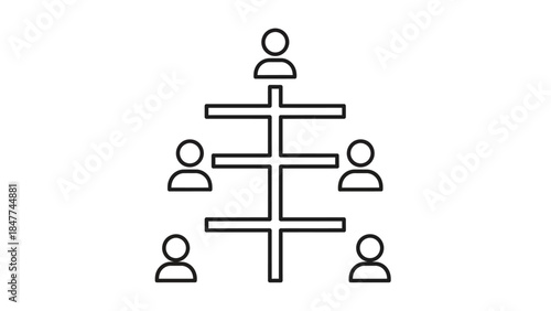Minimalist Organizational Chart Illustration Showing Hierarchical Structure of Team Members in
