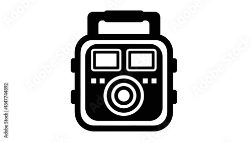 Minimalist Outline of a Classic Military Backpack with Handheld Design