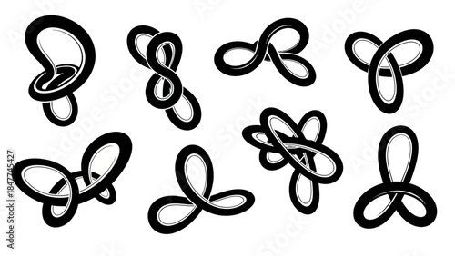 Abstract Black and White Knot Illustrations representing complexity and connection