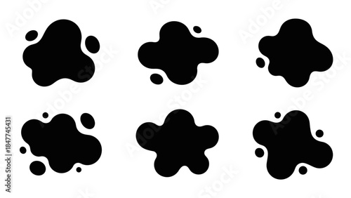 Abstract black blotches and spots on a white background vector graphics