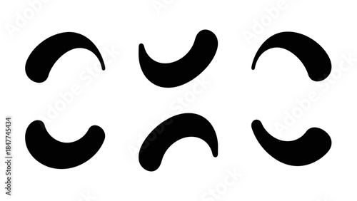 Abstract black curves and shapes on a white background representing fluid motion