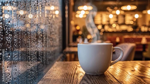 Cozy Coffee Shop Ambiance - Rainy Day Relaxation and Warmth.