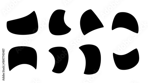 Abstract Black Shapes On White Background Organic Forms Minimalist Design Elements For Graphic