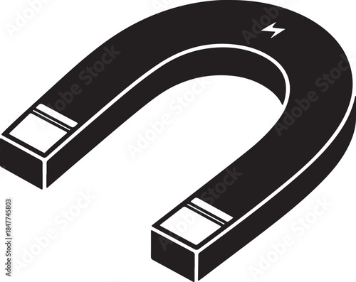 horseshoe magnet isolated solid white background silhouette