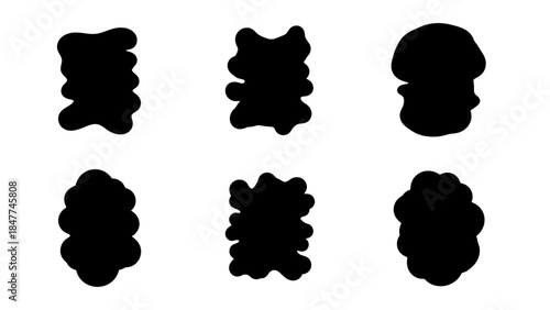 Abstract Organic Shapes Silhouettes Collection in Black and White