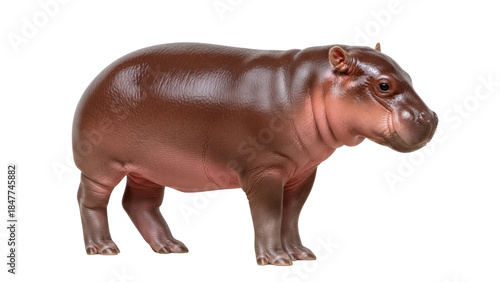 Tableau sur toile Adorable pygmy hippopotamus standing isolated PNG, a small and endangered specie
