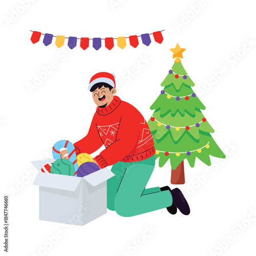 Take a look at this amazing flat illustration of christmas celebration
