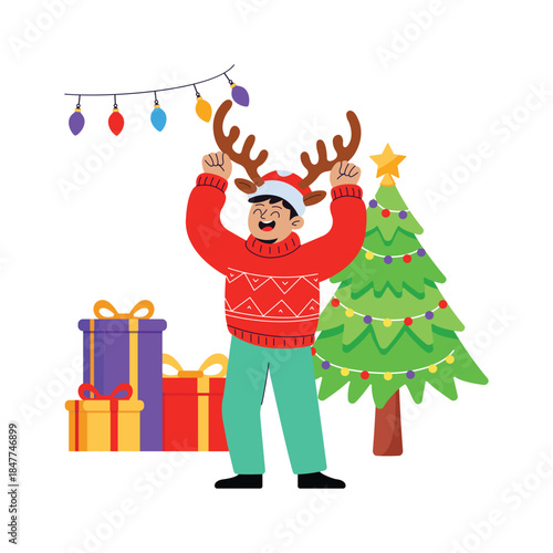 Have a look at this amazing illustration of a man celebrating christmas event