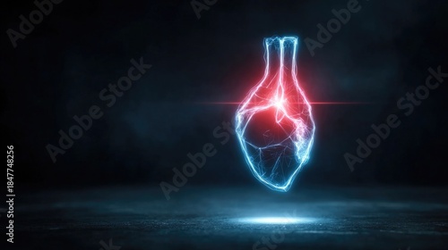 Neon ultrasound scan glowing with fetal outline, stylized medical imaging concept in bright electric lines for diagnostics and health visuals