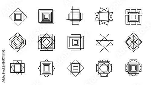 Geometric Patterns Abstract Design Elements Minimalist Line Art Symbols Modern Square Shapes