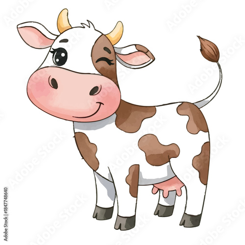 A funny cute cartoon cow illustration isolated on a white background