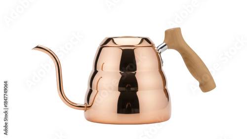 Canvas Print Copper gooseneck kettle isolated PNG on transparent background, pour over coffee